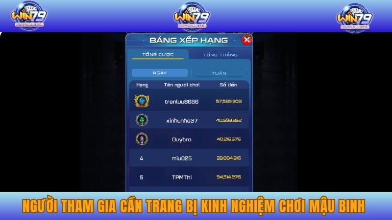 Người tham gia cần trang bị cho mình những kinh nghiệm chơi mậu binh